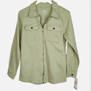 Colorful Planet Jacket zip front shacket sage green size XL NWT